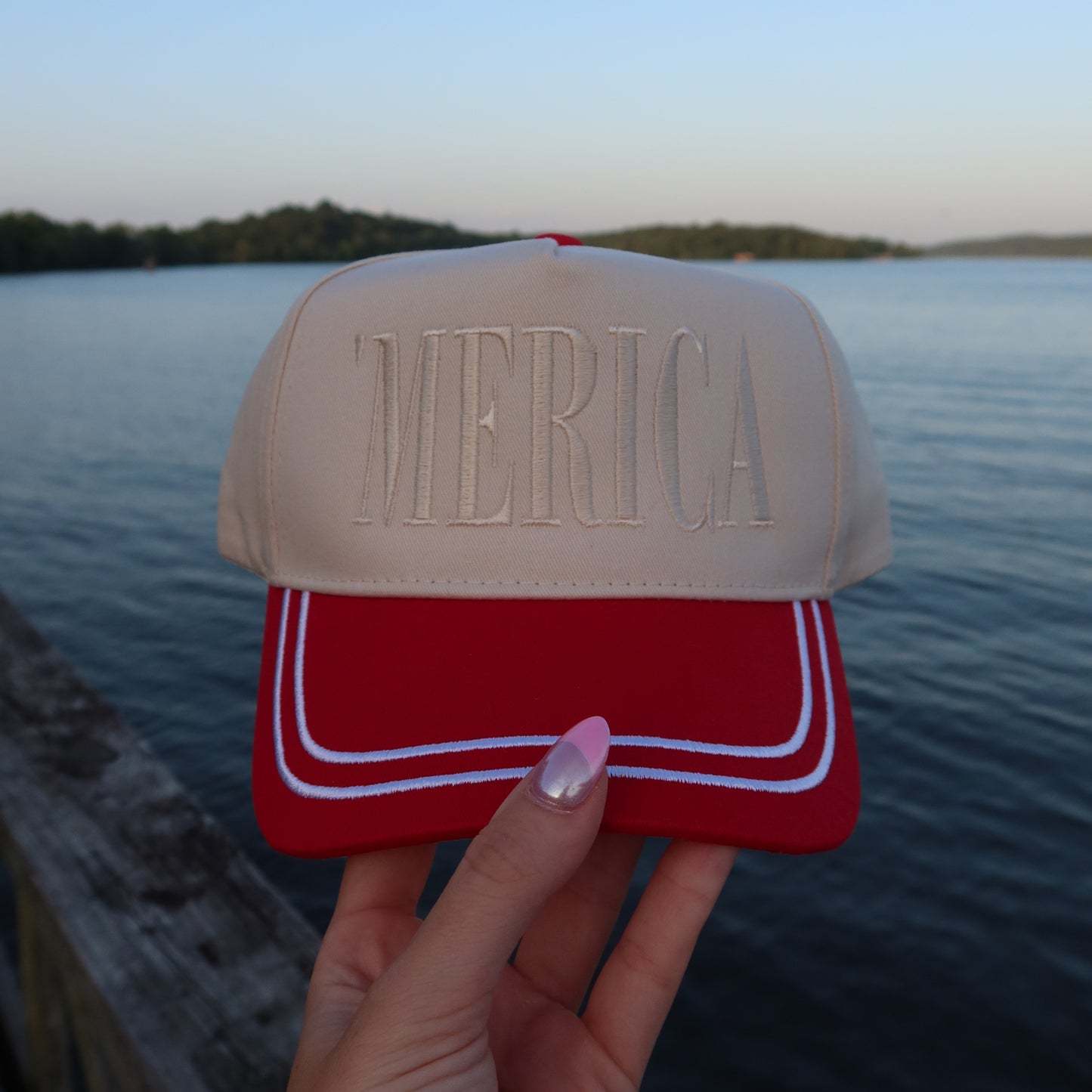 'Merica Vintage Trucker Hat- White Trimmed Bill