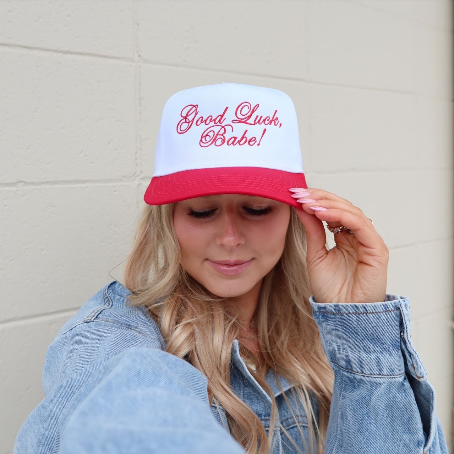 Good Luck, Babe! Red/White Vintage Trucker Hat