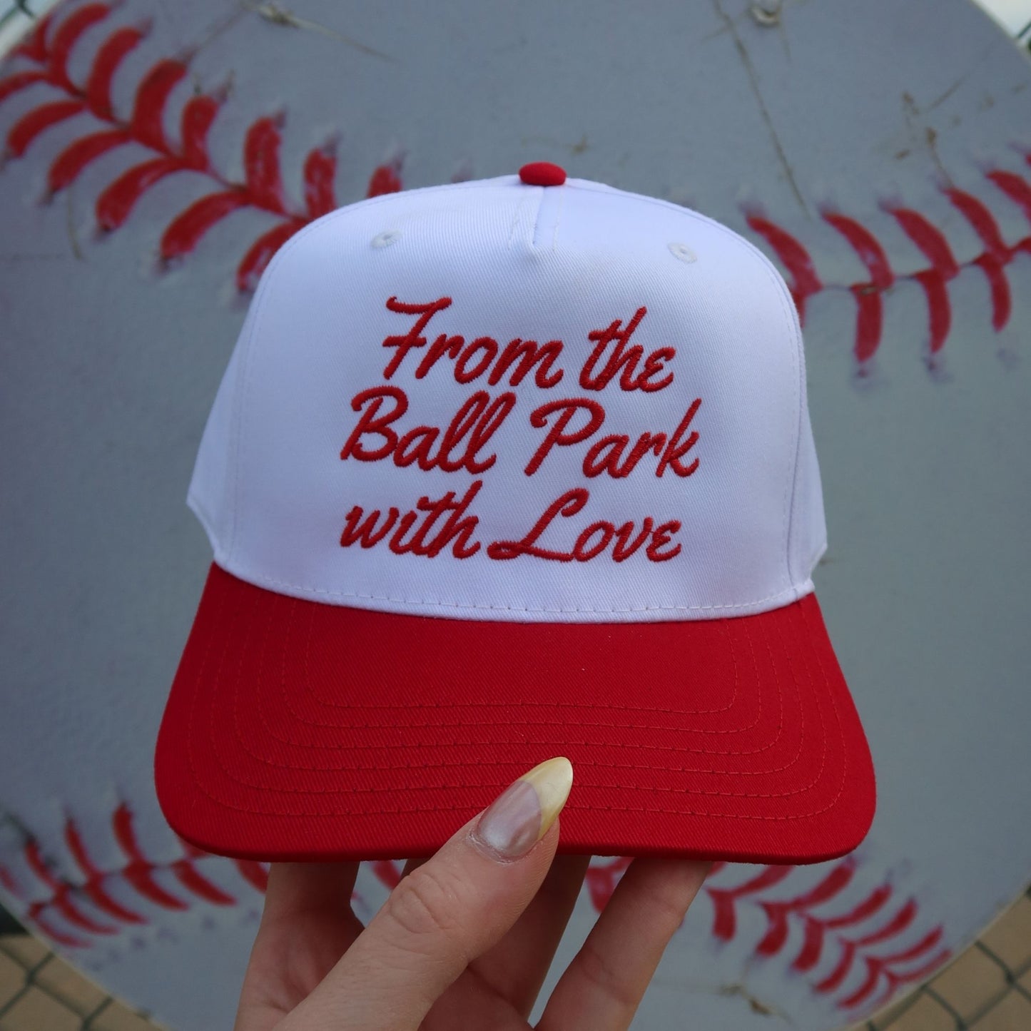 From The Ball Park With Love Vintage Trucker Hat