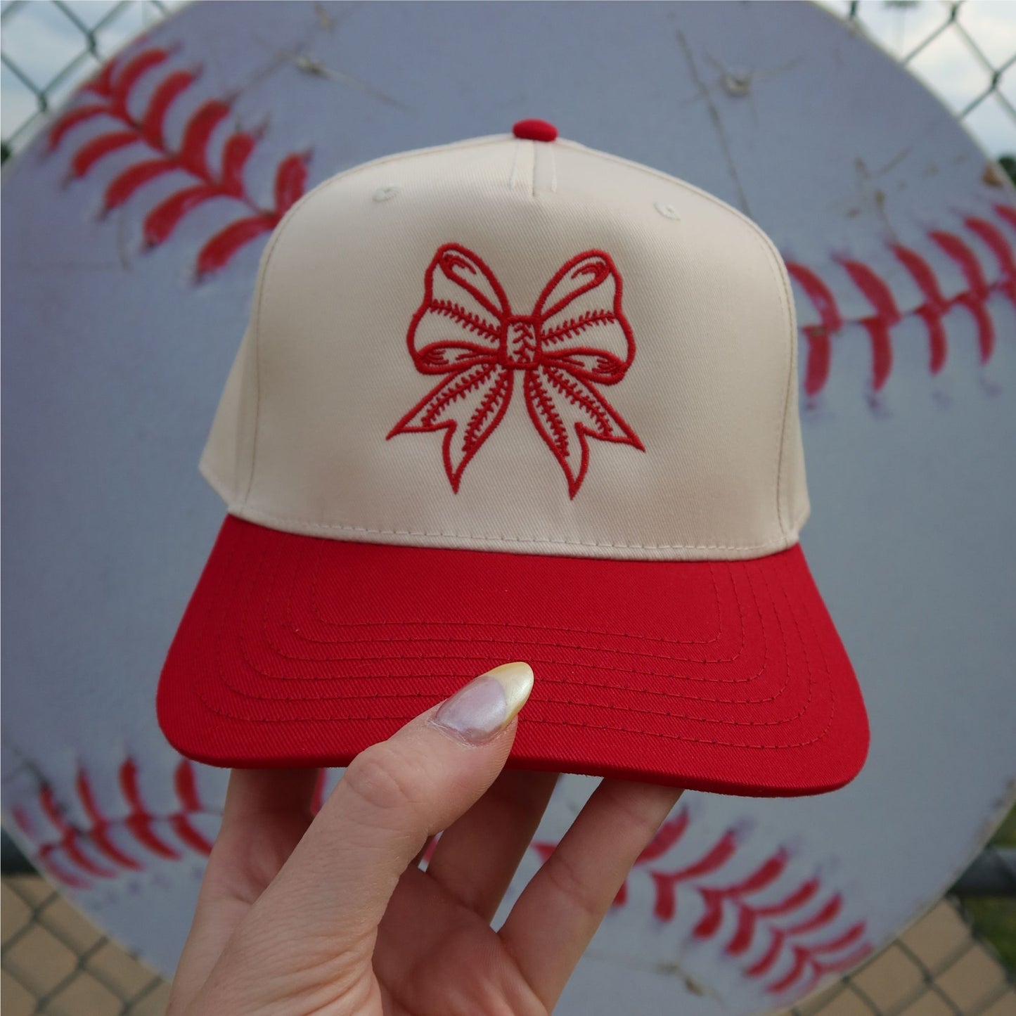 Stitched Bow Vintage Trucker Hat