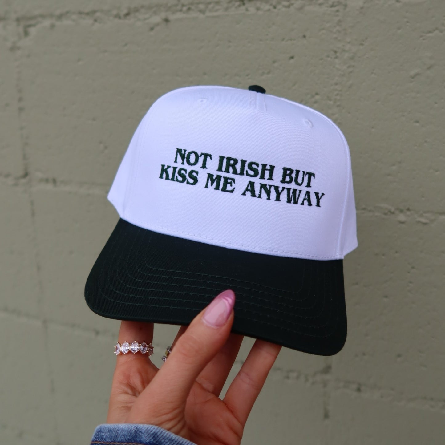Not Irish But Kiss Me Anyway Vintage Trucker Hat