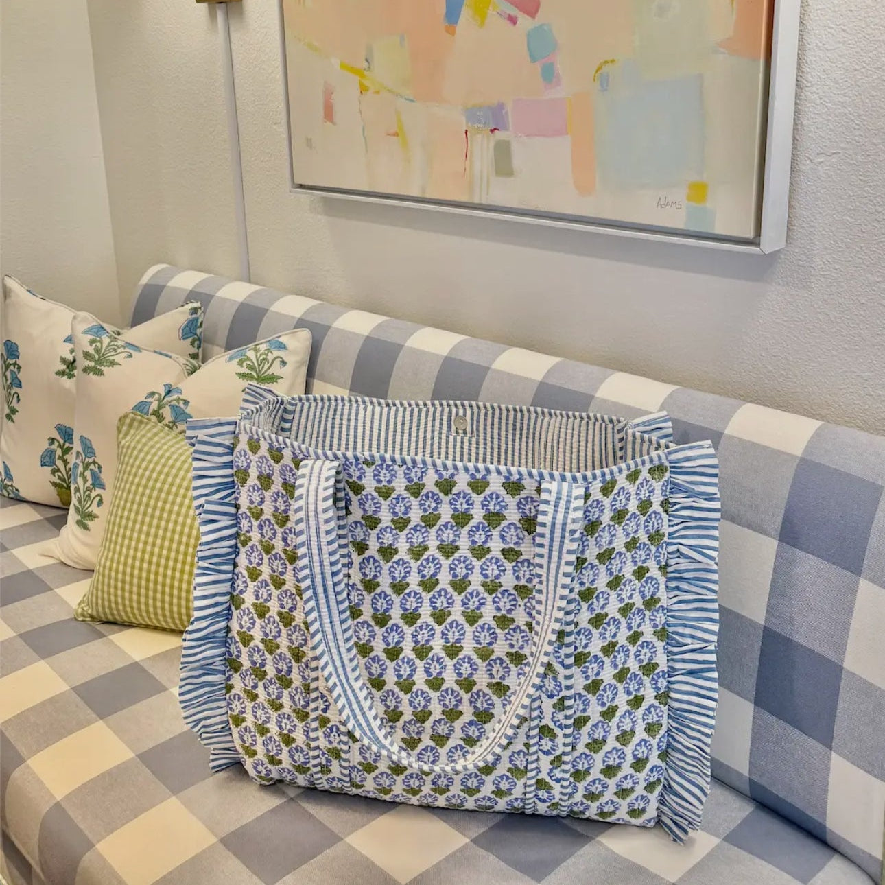 Capri Ruffle Quilted Tote Bag
