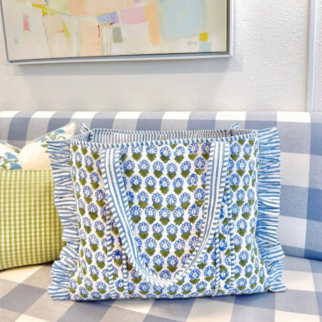 Capri Ruffle Quilted Tote Bag