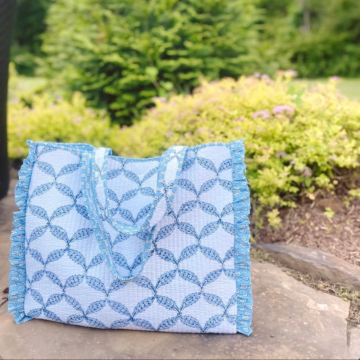 Bebe Ruffle Quilted Tote Bag