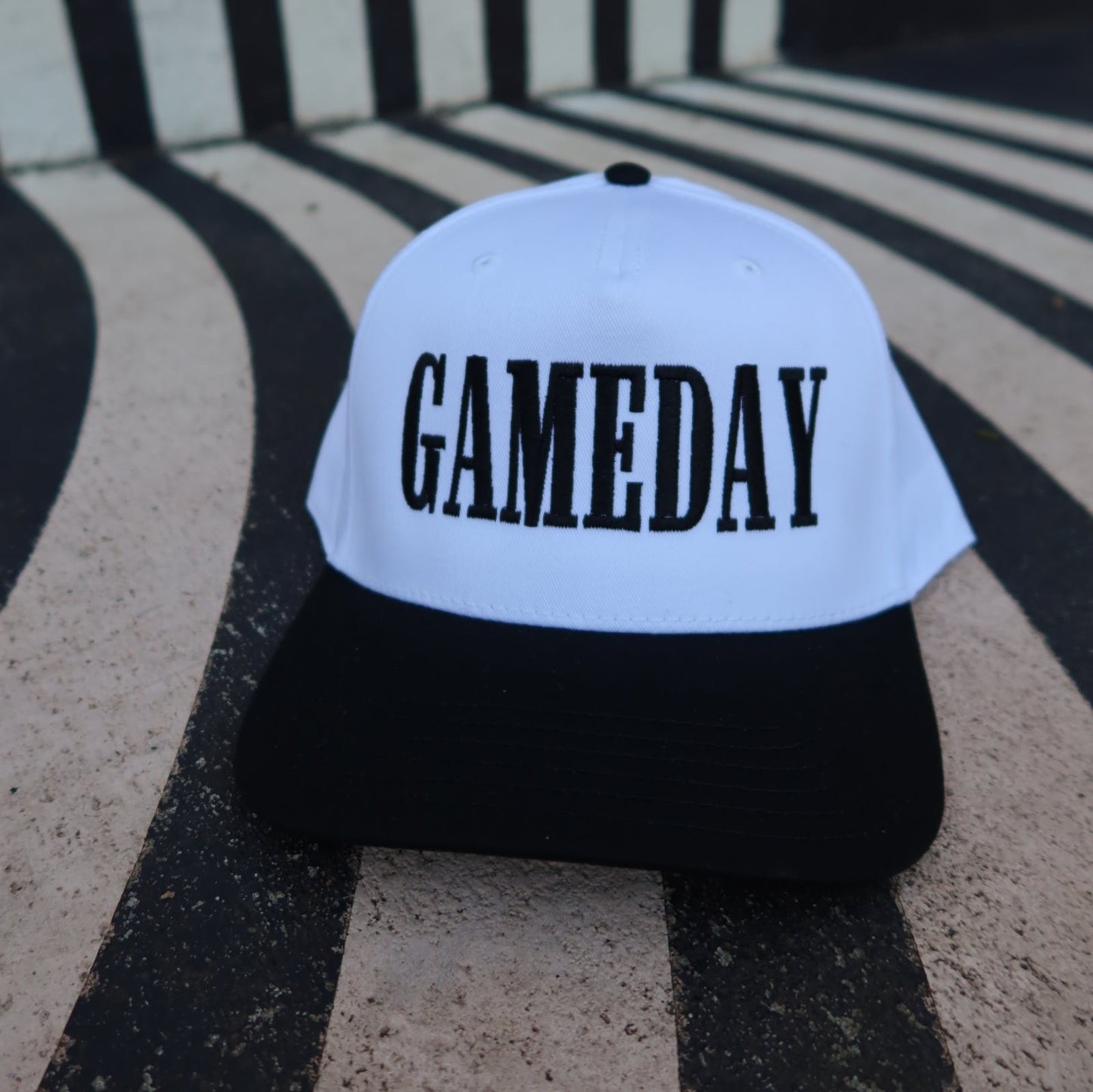 GAMEDAY Black/White Vintage Trucker Hat