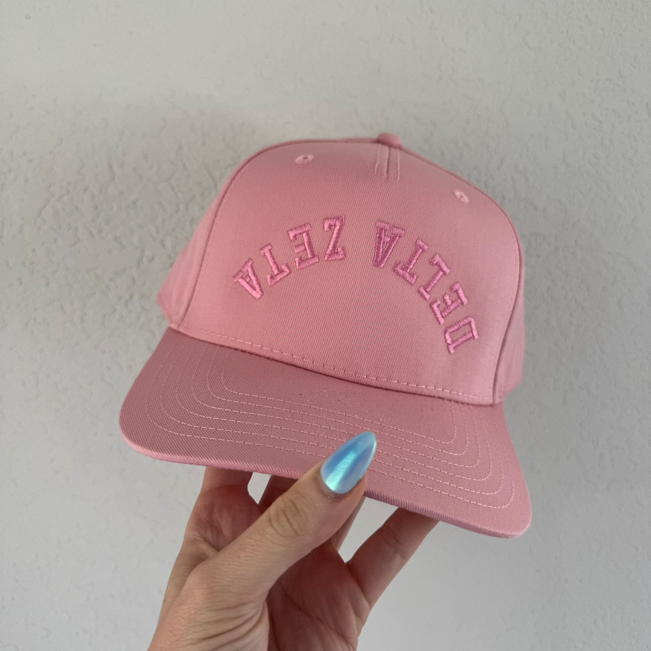 Delta Zeta Upside Down Pink Monochrome Vintage Trucker Hat