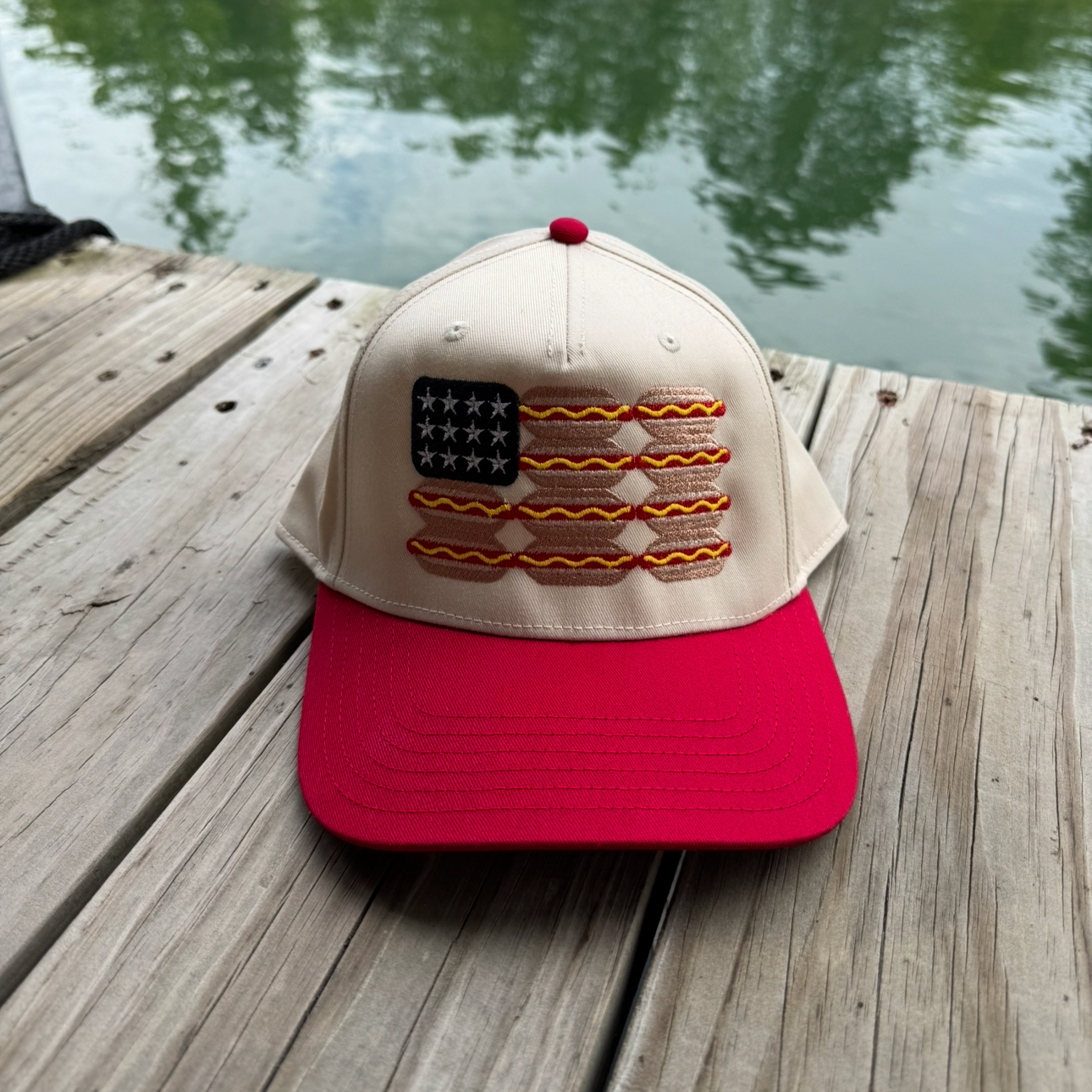 Hot Dog American Flag Vintage Trucker Hat