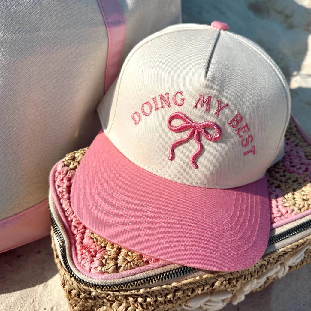 Doing My Best 3D Bow Vintage Trucker Hat (Embroidered)