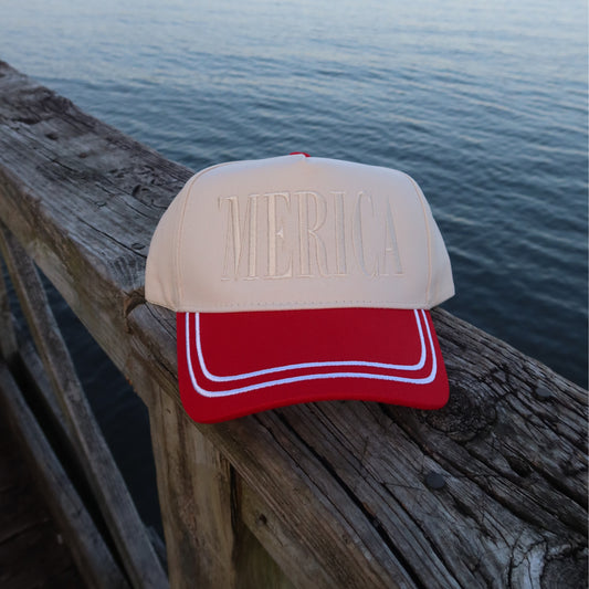 'Merica Vintage Trucker Hat- White Trimmed Bill
