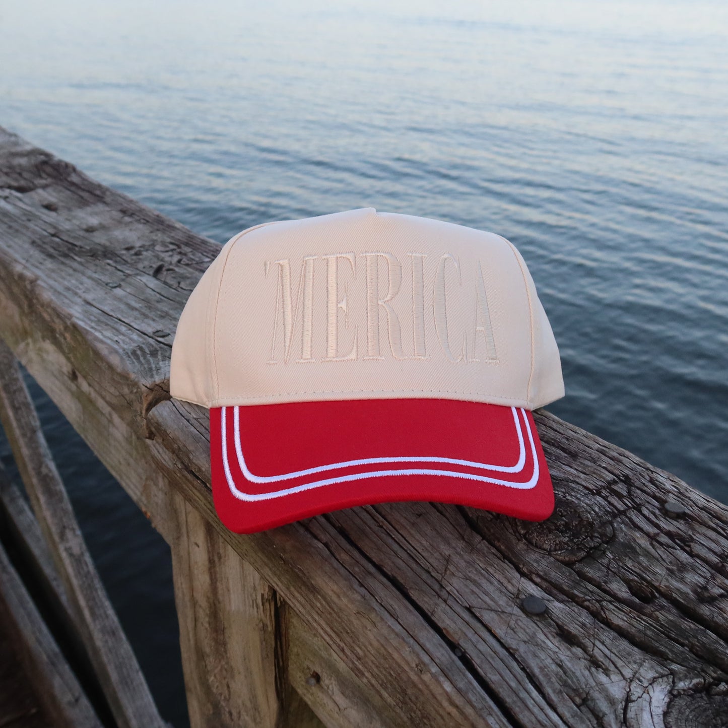 'Merica Vintage Trucker Hat- White Trimmed Bill