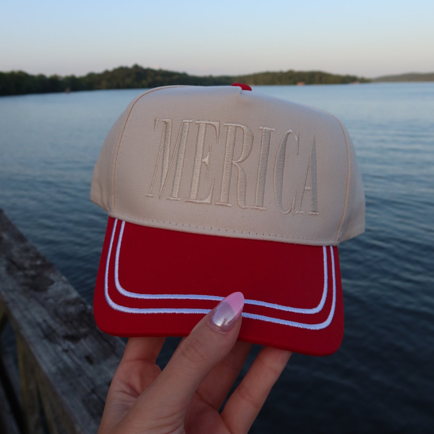 'Merica Vintage Trucker Hat- White Trimmed Bill