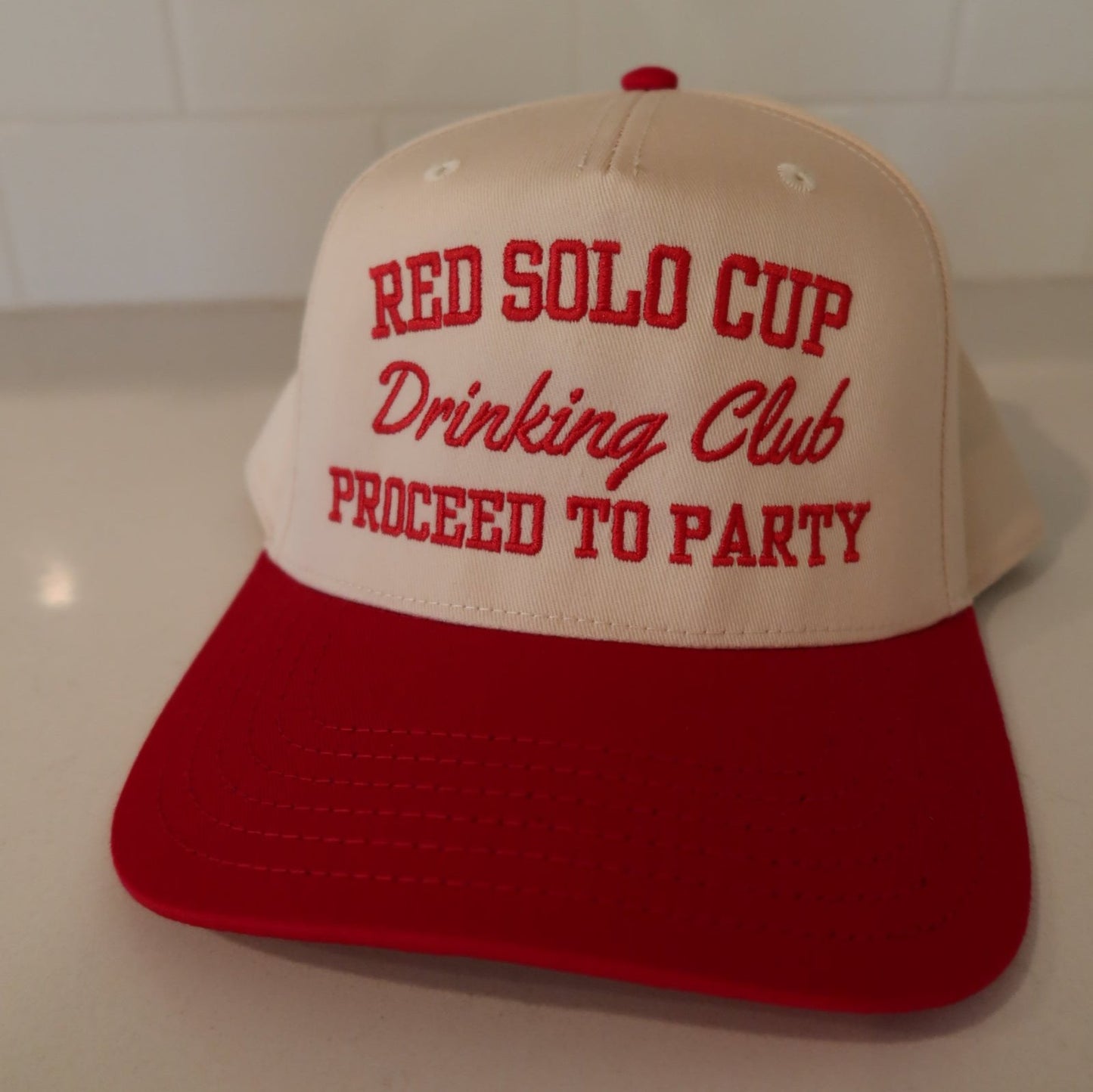 Red Solo Cup Drinking Club- Proceed to Party- Toby Keith Vintage Embroidered Trucker Hat