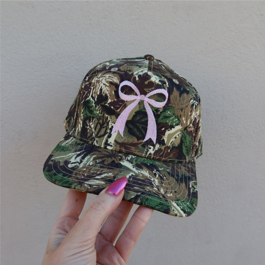 Pink Bow Camo Vintage Trucker Hat