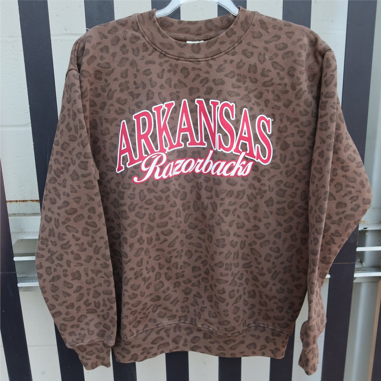 Arkansas Razorbacks Leopard Crewneck Sweatshirt