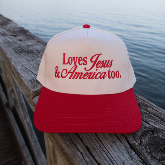 Loves Jesus & America Too Vintage Trucker Hat