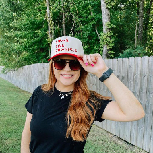 Long Live Cowgirls- Red/Cream Vintage Trucker Hat