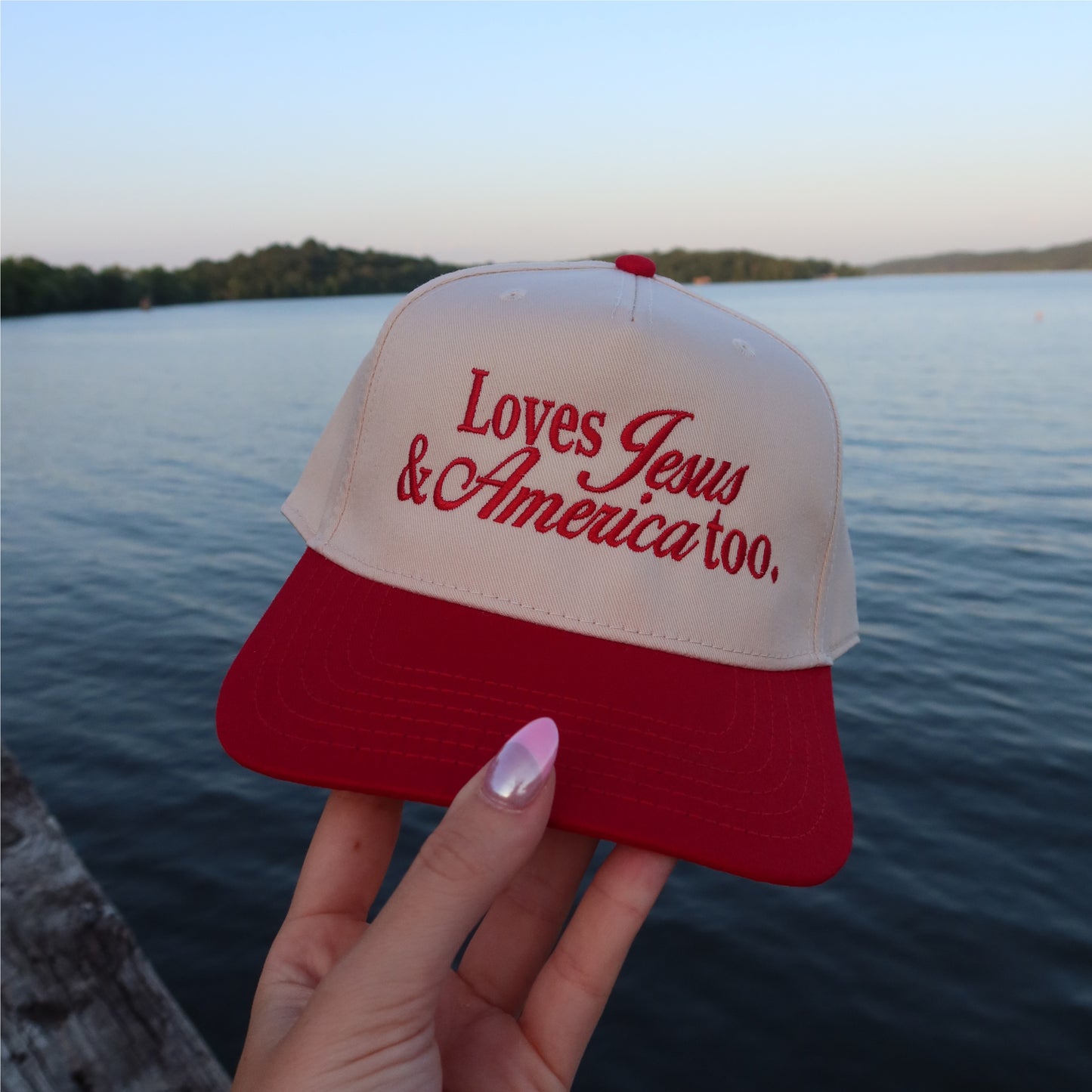 Loves Jesus & America Too Vintage Trucker Hat