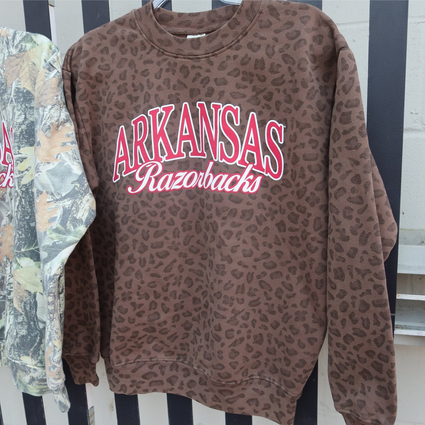 Arkansas Razorbacks Leopard Crewneck Sweatshirt