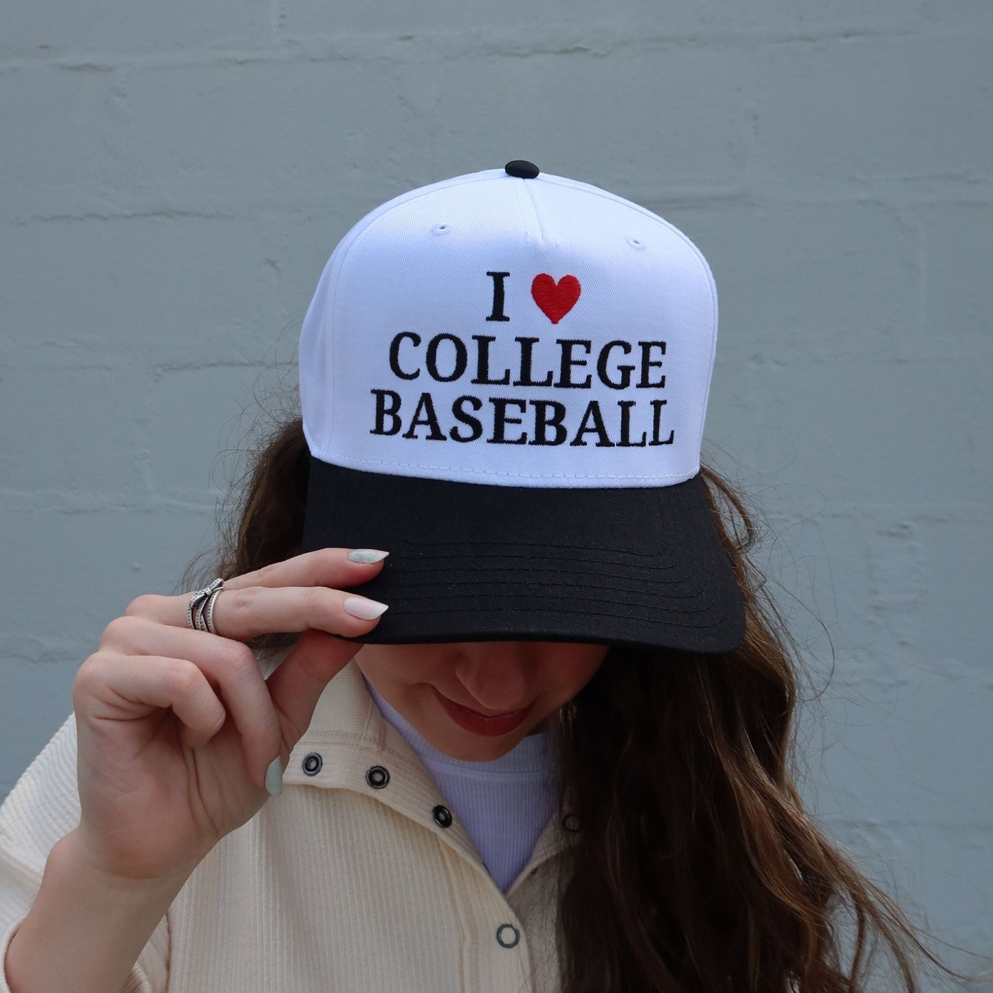 I Love College Baseball Vintage Trucker Hat