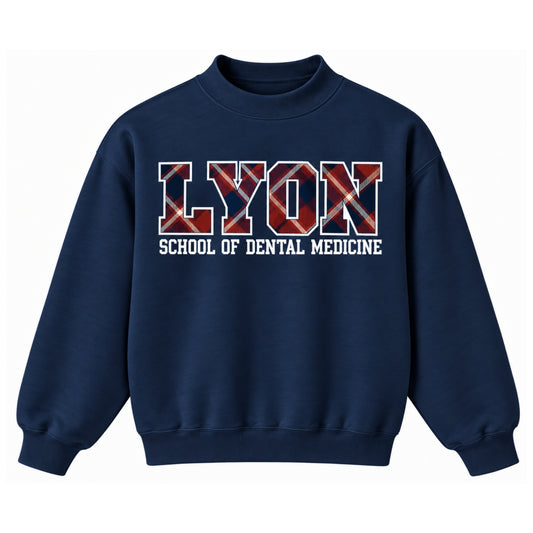 LYON School of Dental Medicine Mockneck Sweatshirt - Navy + Tartan