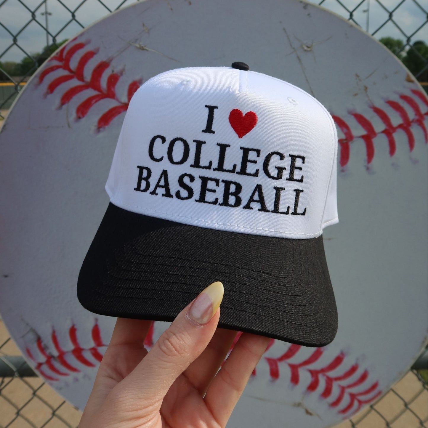 I Love College Baseball Vintage Trucker Hat