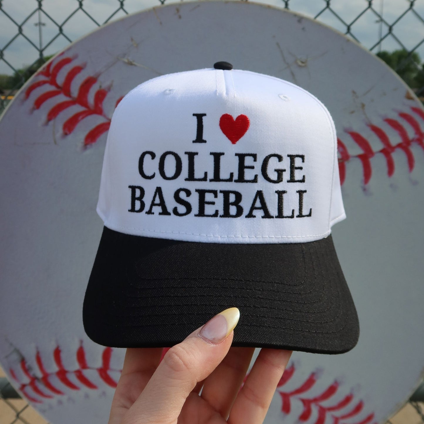 I Love College Baseball Vintage Trucker Hat