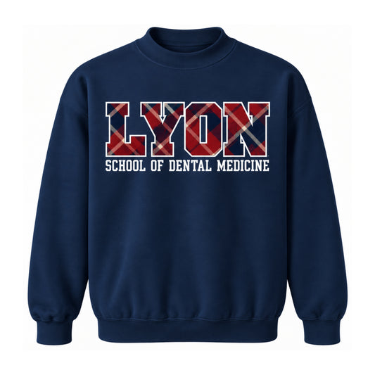 LYON School of Dental Medicine Crewneck Sweatshirt - Navy + Tartan
