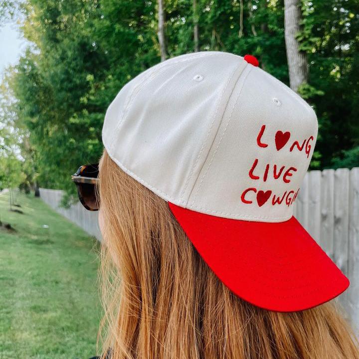 Long Live Cowgirls- Red/Cream Vintage Trucker Hat