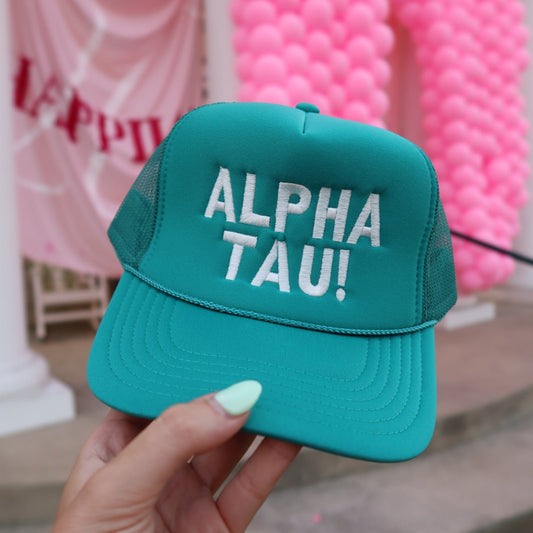 Alpha Tau! Trucker Hat (Embroidered)