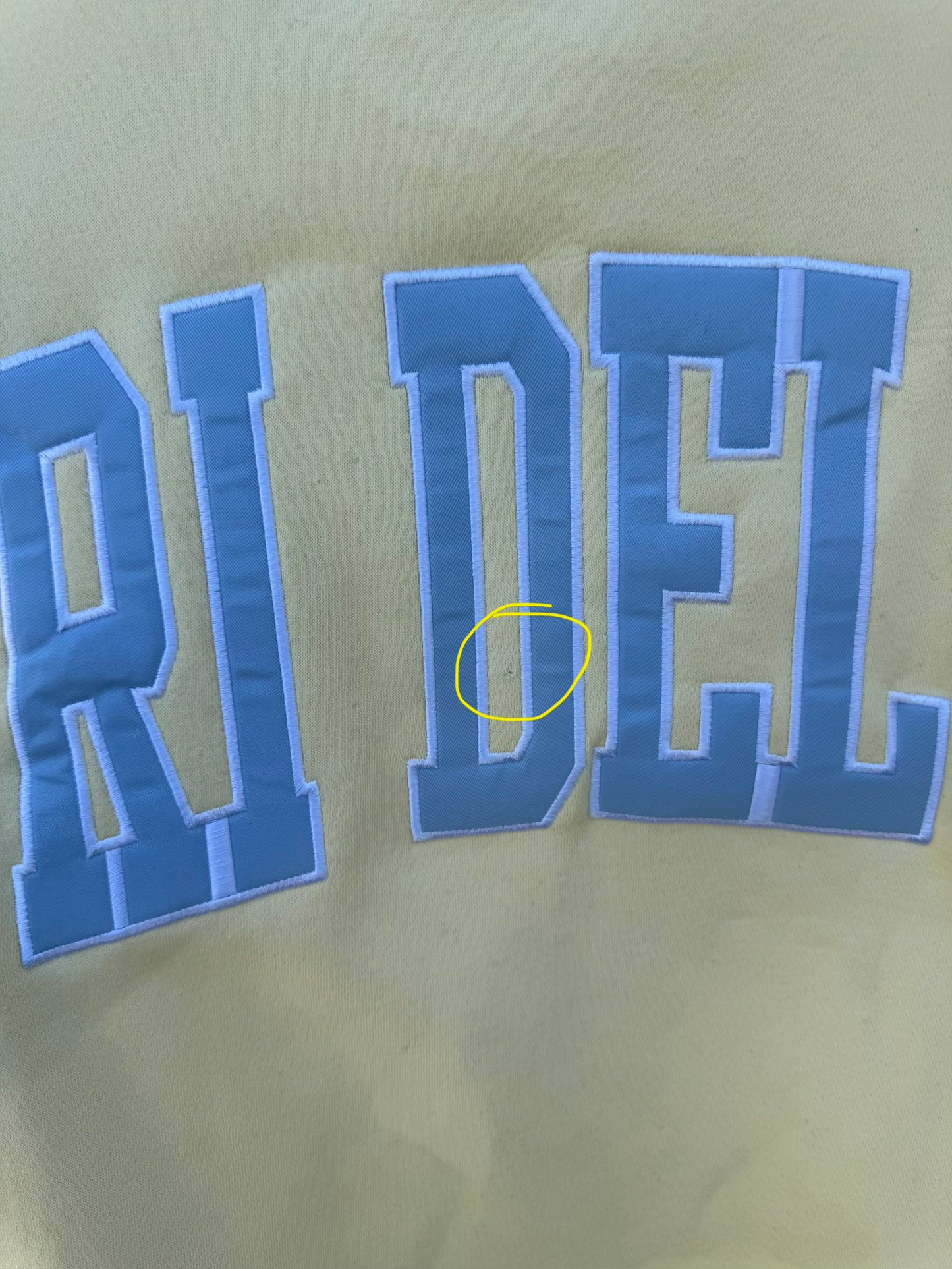 Tri Delta Butter Yellow Mockneck Sweatshirt - L/XL (small snag)
