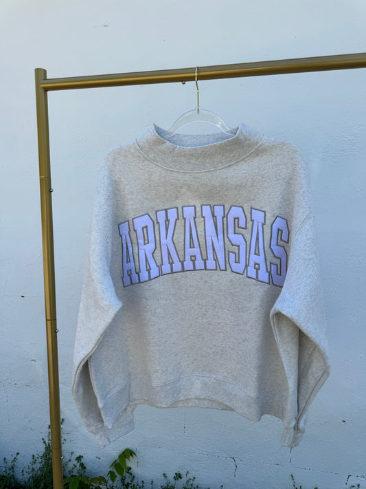 Arkansas Ash Gray Mockneck Sweatshirt