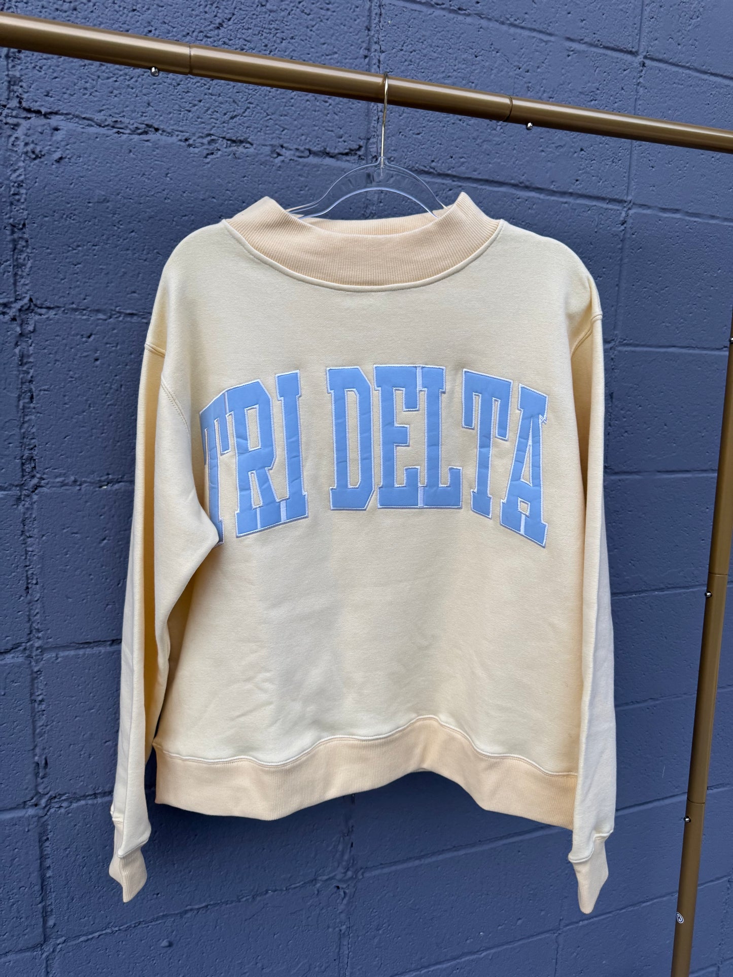 Tri Delta Butter Yellow + Baby Blue Mockneck Sweatshirt