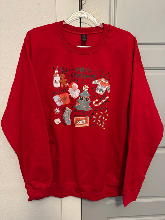 SIZE LARGE Christmas Collage Crewneck Sweatshirt