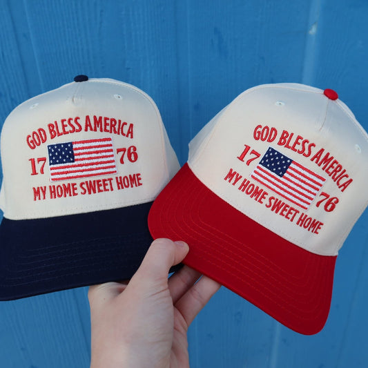 God Bless America Vintage Trucker Hat