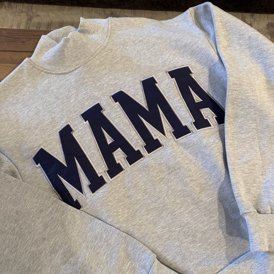 Mama Navy Blue Mockneck Sweatshirt