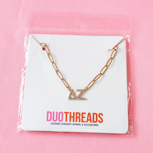 Delta Zeta Rhinestone Sorority Necklace