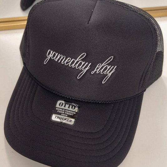 Black Gameday Slay Trucker Hat (Embroidered)