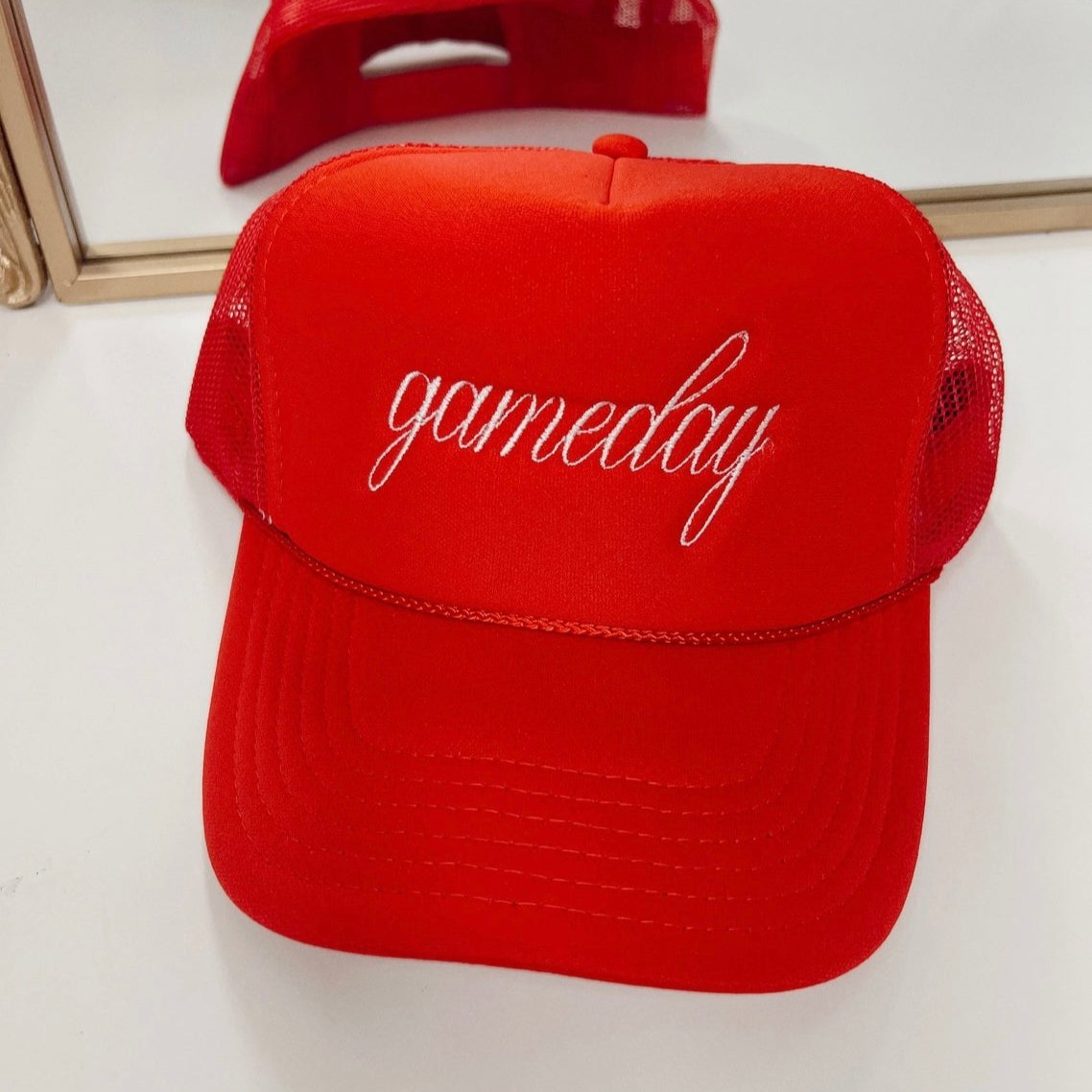 Red Gameday Trucker Hat (Embroidered)