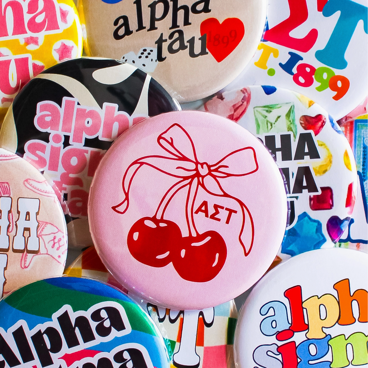 Alpha Sigma Tau Mystery Buttons