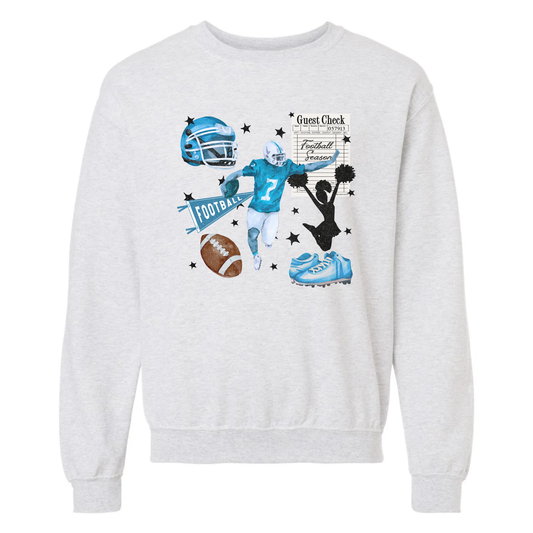 Blue Football Collage Crewneck Sweatshirt- Adult Large