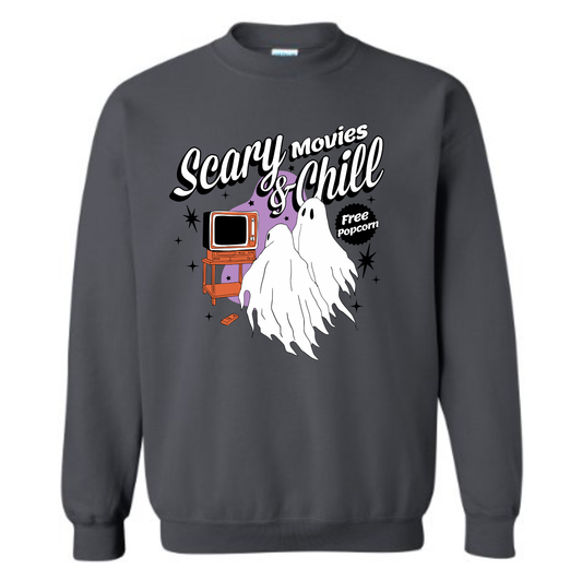 Scary Movies & Chill Crewneck Sweatshirt- Adult Large