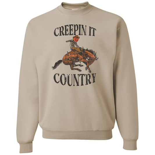 Creepin' It Country Crewneck Sweatshirt- Adult Large