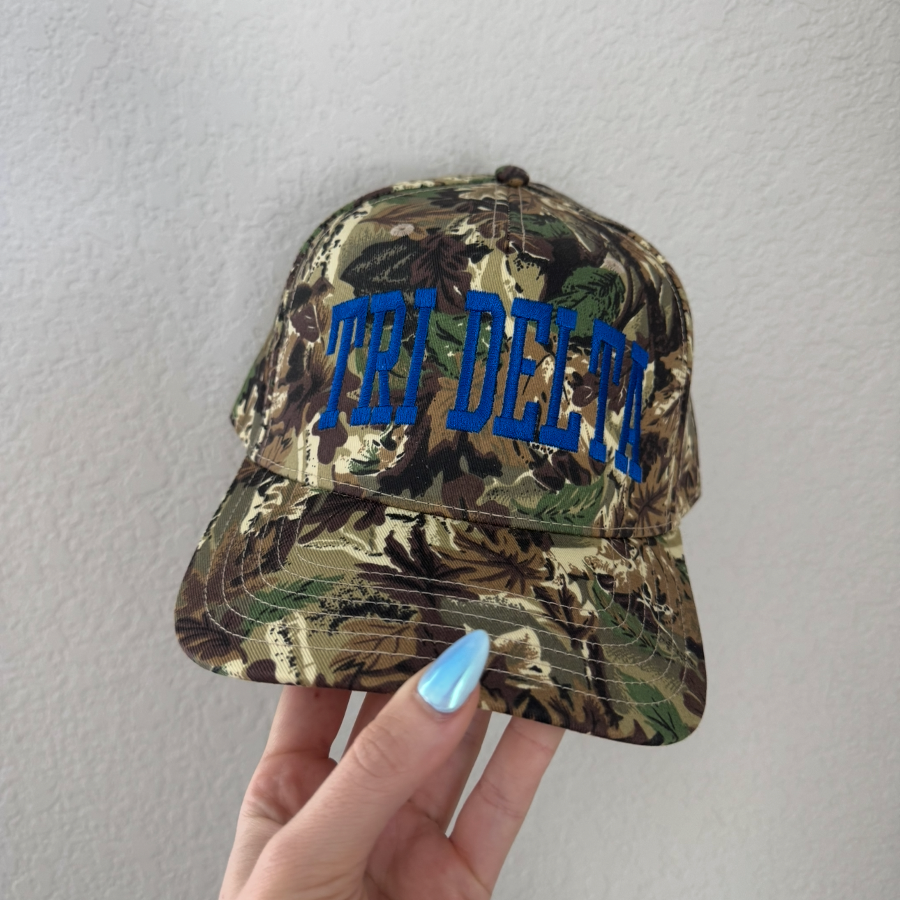 Tri Delta Camo Vintage Trucker Hat- Royal Blue