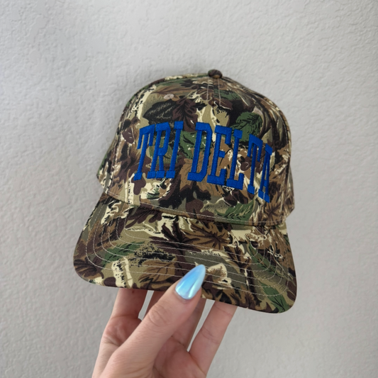 Tri Delta Camo Vintage Trucker Hat- Royal Blue