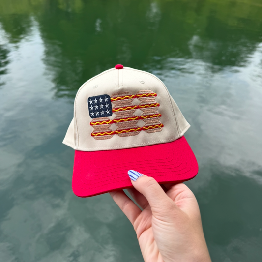 Hot Dog American Flag Vintage Trucker Hat