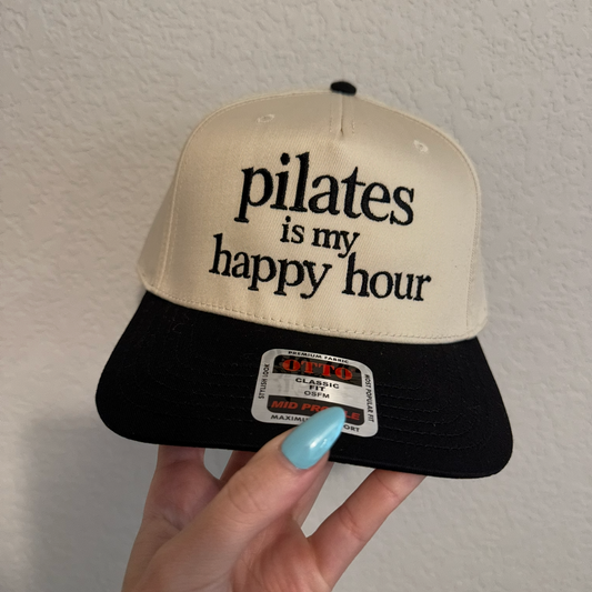 Pilates Is My Happy Hour Vintage Trucker Hat (Overstock)