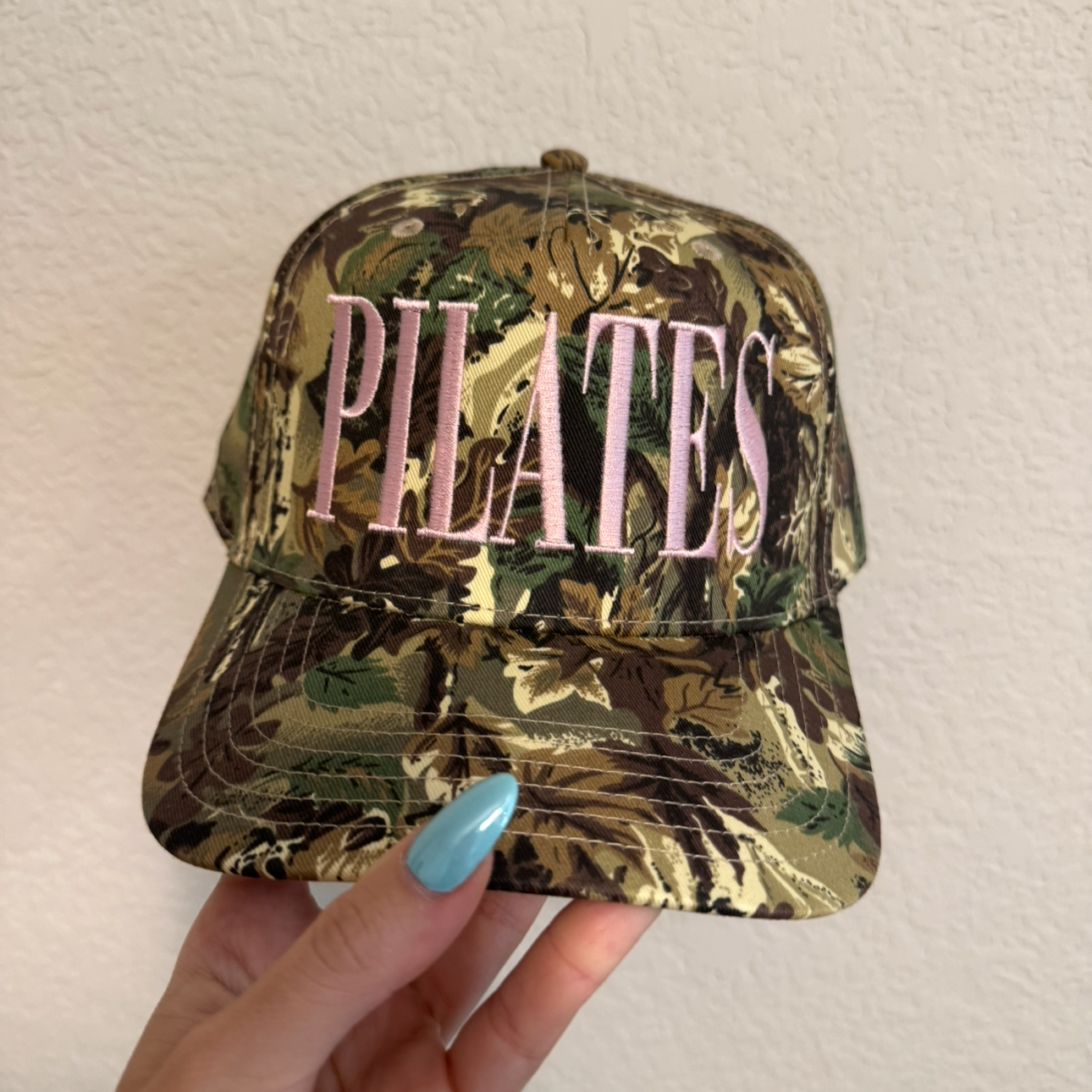 Pilates Camo/Baby Pink Vintage Trucker Hat (Overstock)