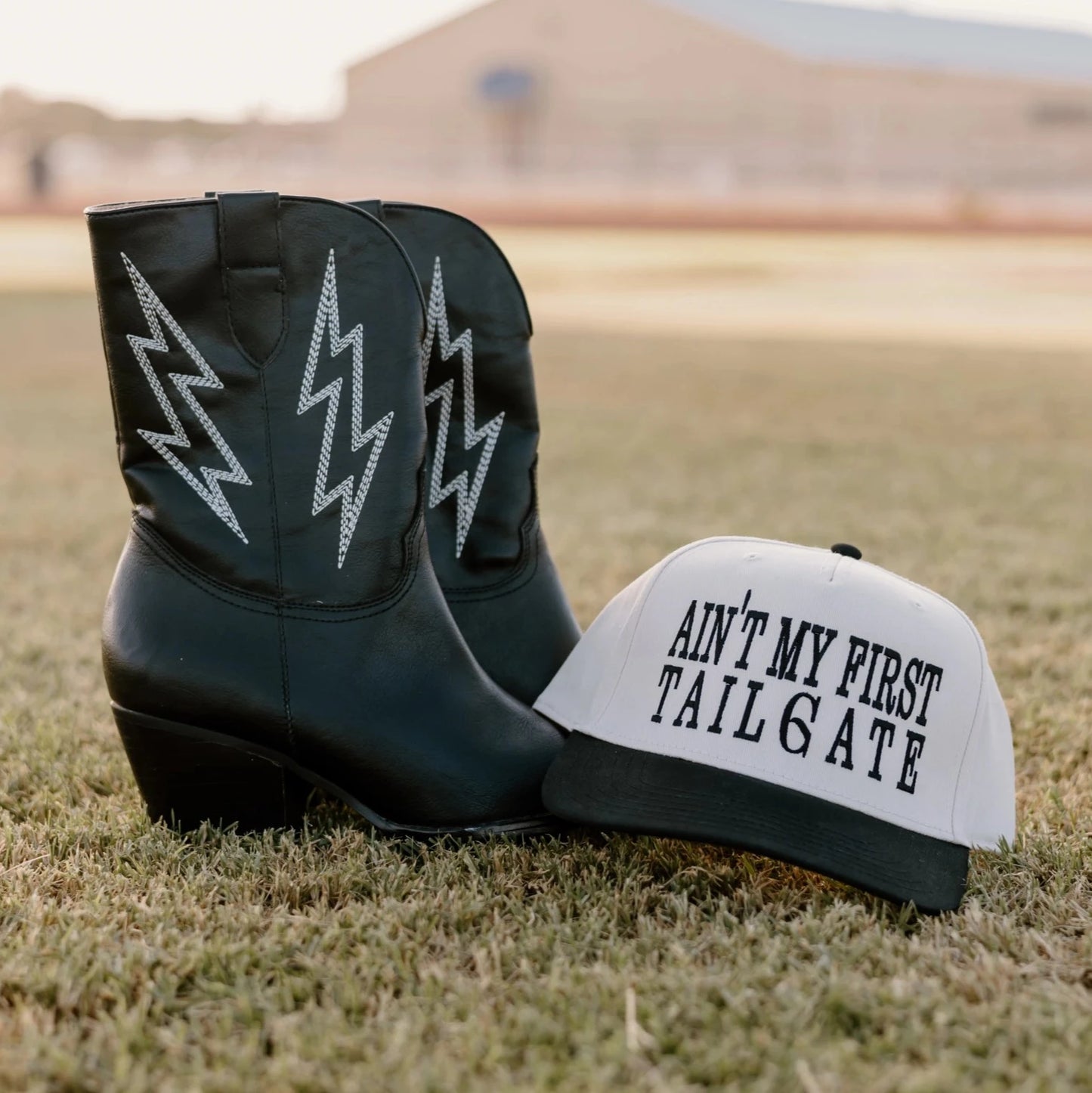 Ain't My First Tailgate Vintage Trucker Hat- Black/Khaki