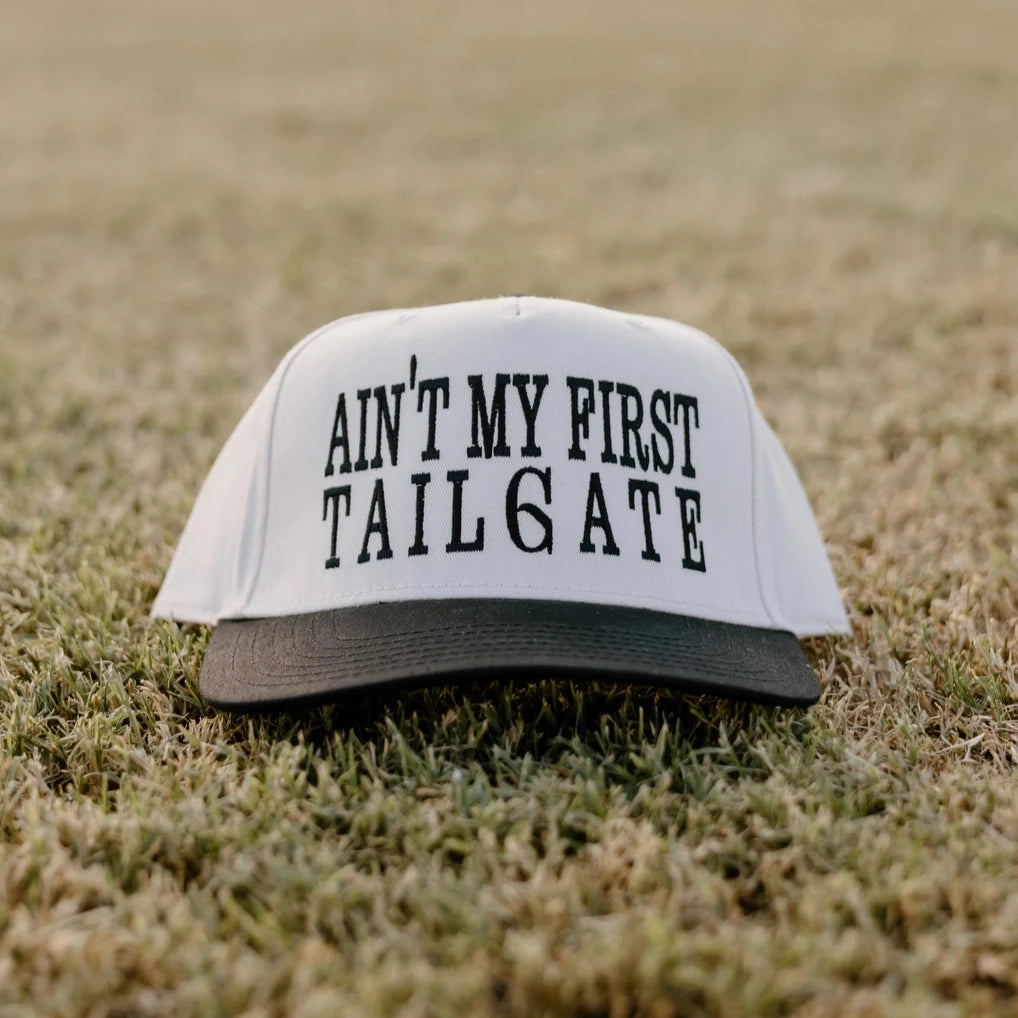 Ain't My First Tailgate Vintage Trucker Hat- Black/Khaki