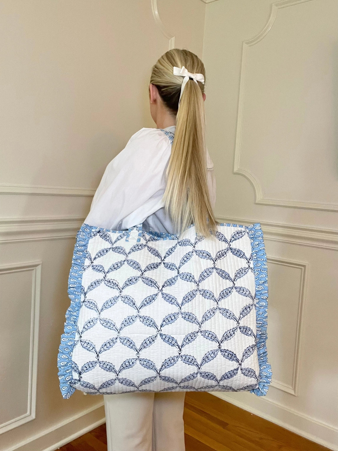 Bebe Ruffle Quilted Tote Bag